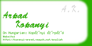 arpad kopanyi business card